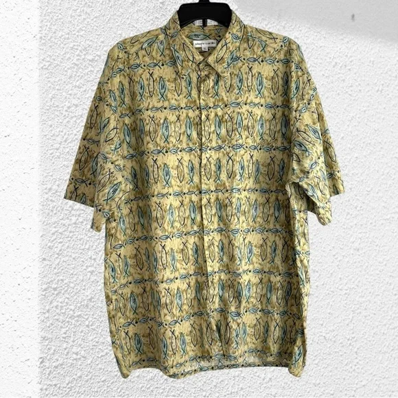 Vintage Pierre Cardin Men’s Shirt XL  100% Cotton Abstract Bohemian Menswear - Picture 6 of 8